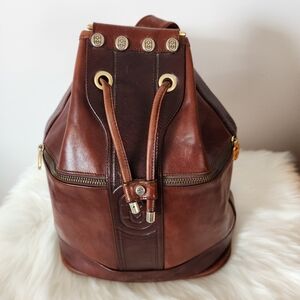 Marino Orlandi Leather Drawstring Backpack